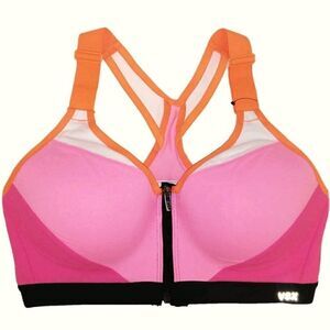 Victoria's Secret Front Zip Pink and Orange Underwire Sports Bra 34B